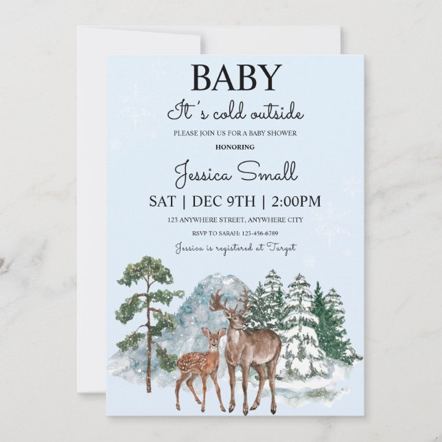 Beba, frío fuera de la invitación de Baby Shower (Anverso)