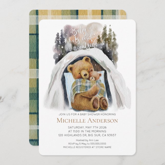 Beba, frío fuera de la invitación de Baby Shower (Anverso / Reverso)