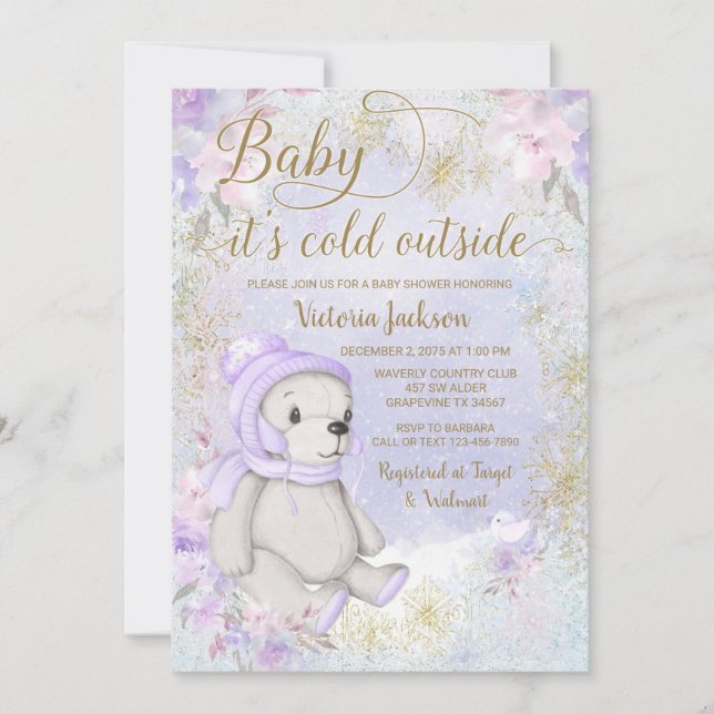 Beba, frío fuera de la invitación de Baby Shower (Anverso)