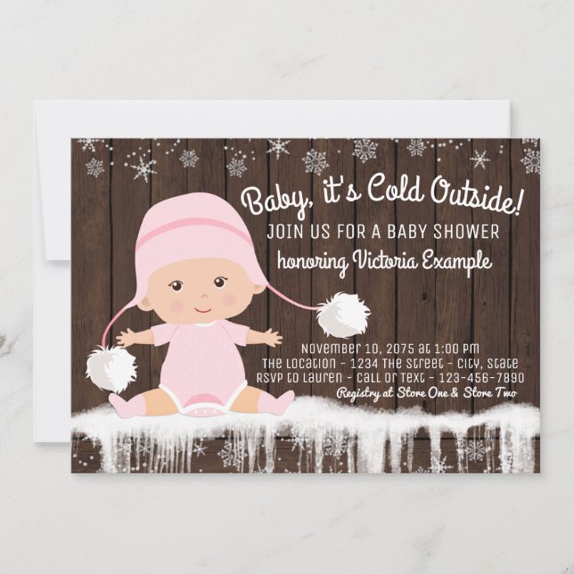 Beba la fría invitación de Baby Shower de Chicas e (Anverso)