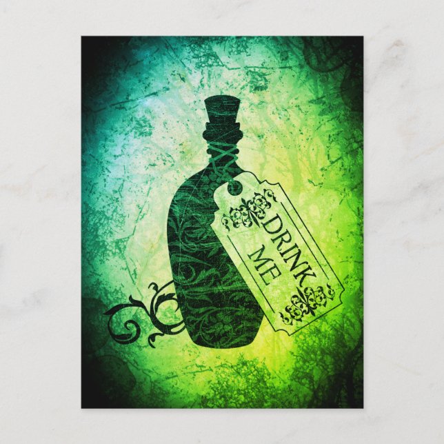 Beba la tarjeta postal verde de la botella (Anverso)