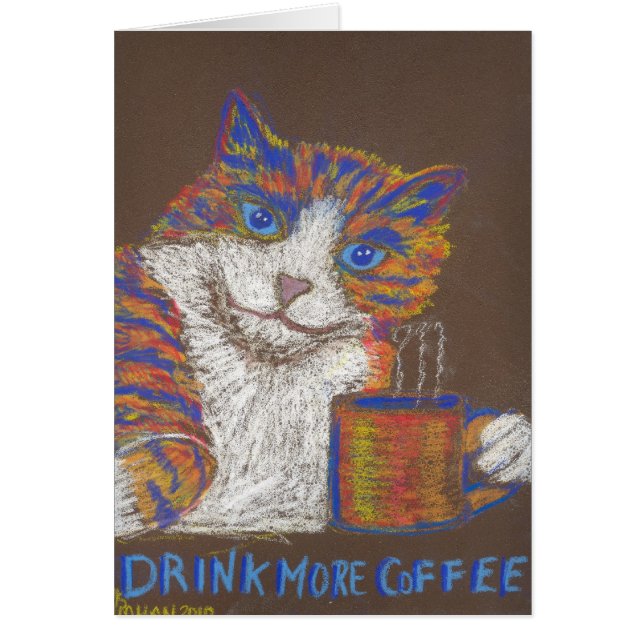 Beba más tarjeta del gato del café (Frente)
