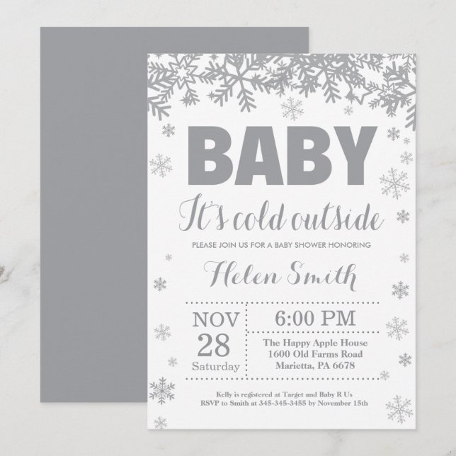 Beba su frío fuera de la invitación a Baby Shower  (Anverso / Reverso)