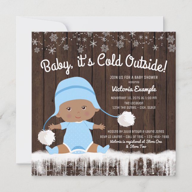 Beba su frío fuera de la invitación de Baby Shower (Anverso)