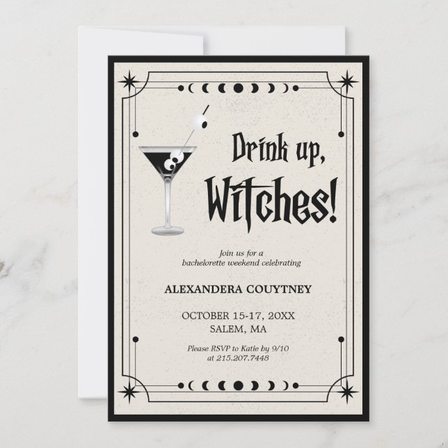 Beban Brujas Invitación de Despedida de Soltera de (Anverso)