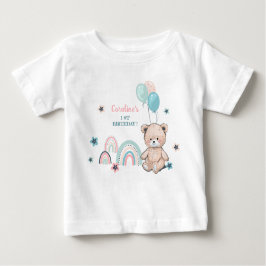 Bebé 1.ª camiseta de cumpleaños con un lindo oso de pel