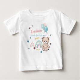 Bebé 1.ª camiseta de cumpleaños con un lindo oso de pel