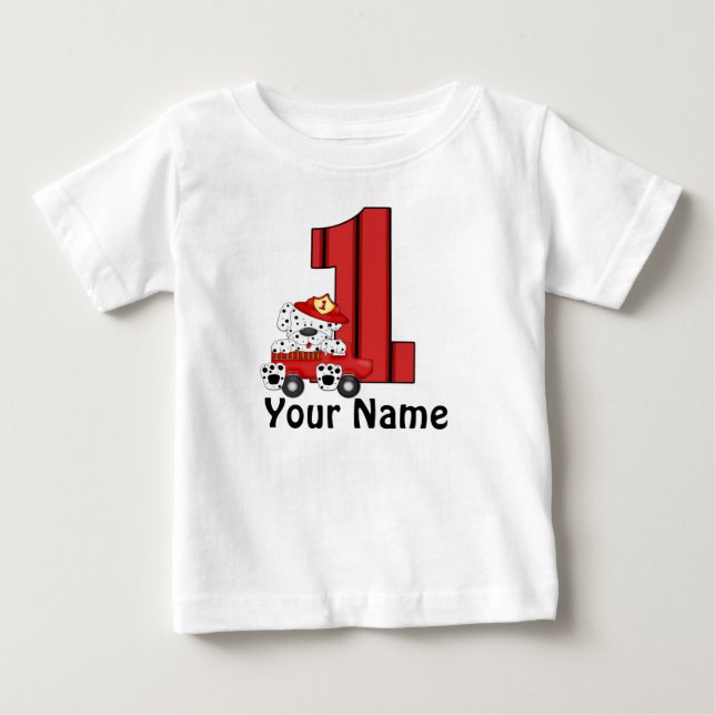 Bebé 1.ª Camiseta Personalizada de Dalmación de Cumplea (Anverso)
