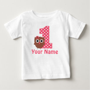 Bebé 1.ª camiseta personalizada del Chica de cumpleaños