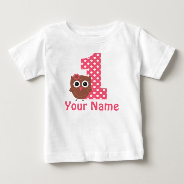 Bebé 1.ª camiseta personalizada del Chica de cumpleaños (Anverso)
