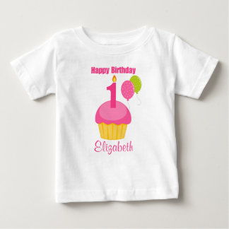 Bebé 1.ª tarta rosa de la camiseta de cumpleaños