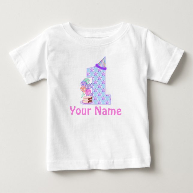 Bebé 1.ᵉʳ Chica de cumpleaños camiseta personalizada (Anverso)