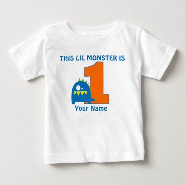 Bebé 1.ᵉʳ Monstruo de Cumpleaños camiseta personalizada (Anverso)