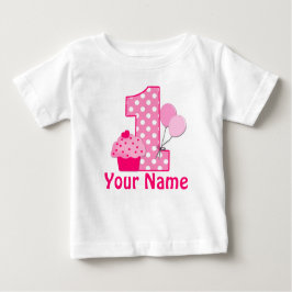 Bebé 1.ᵉʳ pastel de cumpleaños camiseta rosa personaliz