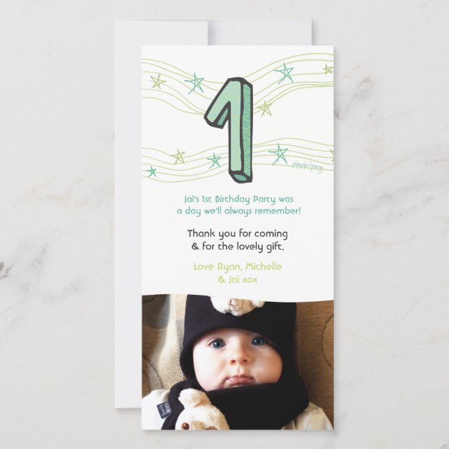 Bebé 1 cumpleaños número 1 tarjeta de fotos de agr (Anverso)