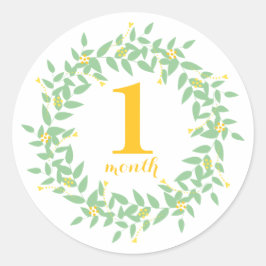 Bebé 1 mes Pegatina redondo clásico, brillante