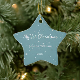 Bebé 1 Navidades ornamentos azules con copos de ni