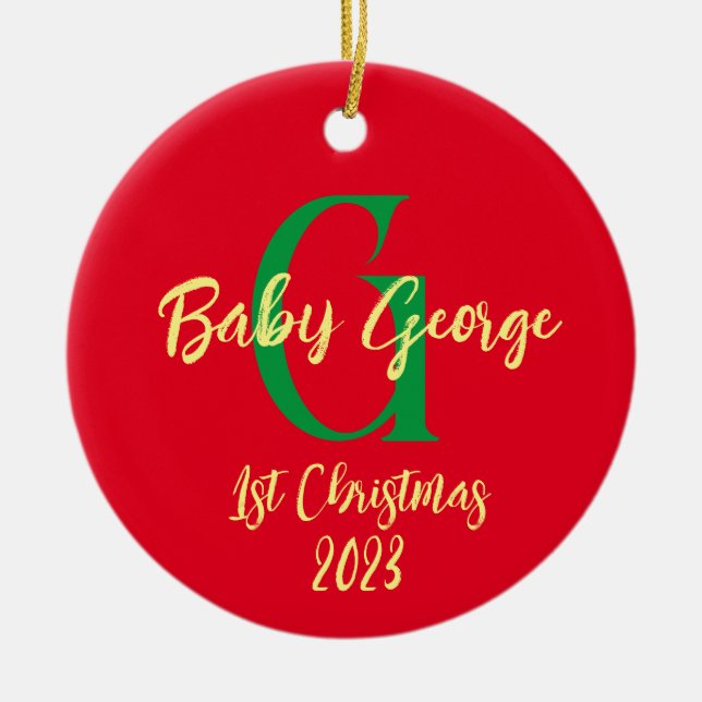 Bebé 1 ornamento de árbol de Navidad monograma uni (Frente)