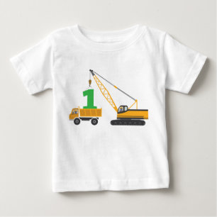 Bebé 1r Camiseta de la construcción del cumpleaños