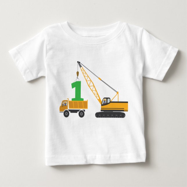 Bebé 1r Camiseta de la construcción del cumpleaños (Anverso)