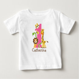 Bebé 1r Camiseta de la selva del cumpleaños