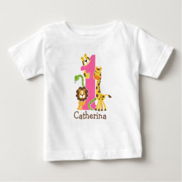 Bebé 1r Camiseta de la selva del cumpleaños