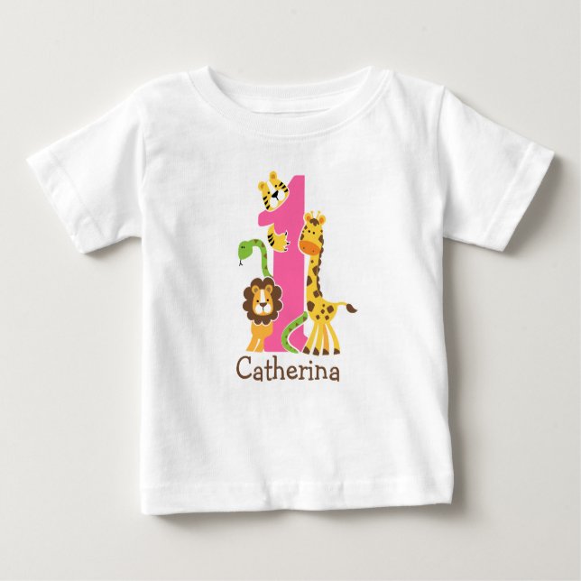 Bebé 1r Camiseta de la selva del cumpleaños (Anverso)