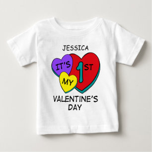 Bebé 1r Camiseta del niño de los corazones del el día