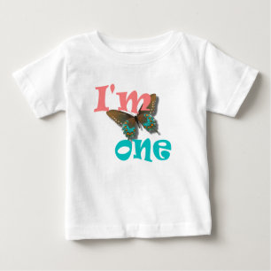 Bebé 1r cumpleaños soy 1 camiseta de la mariposa