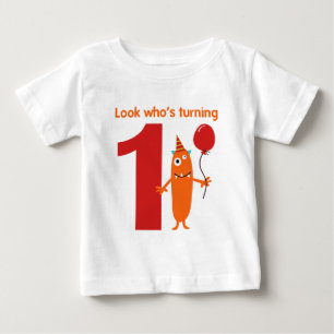 Bebé 1r Monstruo lindo de la camiseta del cumpleaños
