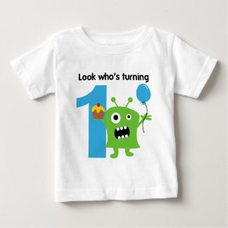 Bebé 1r Monstruo lindo de la camiseta del cumpleaños