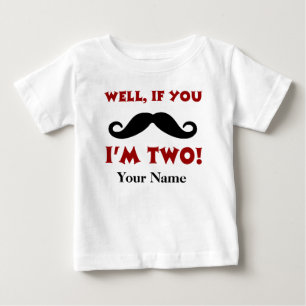 Bebé 2.ª camiseta de bigote de cumpleaños