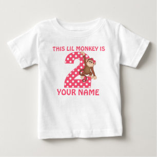 Bebé 2.ª camiseta personalizada Chica de mono de cumple