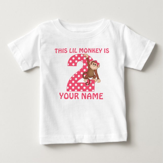 Bebé 2.ª camiseta personalizada Chica de mono de cumple (Anverso)