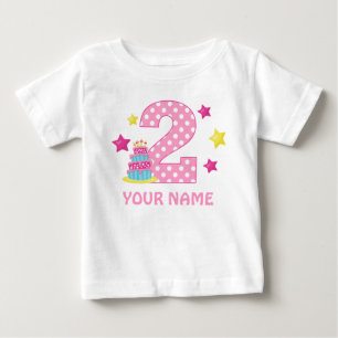 Bebé 2.ª camiseta personalizada Chica de pastel de cump