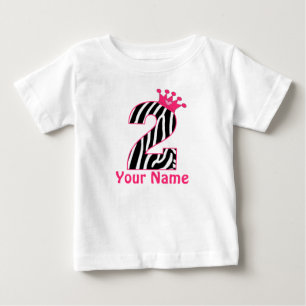 Bebé 2.ª Camiseta personalizada de cebra rosa