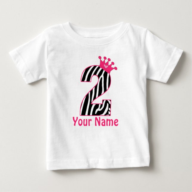 Bebé 2.ª Camiseta personalizada de cebra rosa (Anverso)