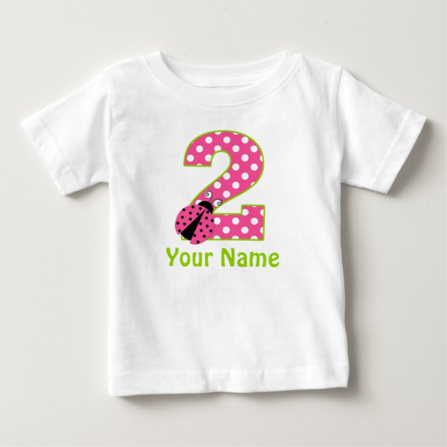 Bebé 2.ª Camiseta Personalizada De Ladybug Verde Rosa (Anverso)