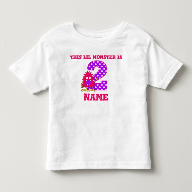 Bebé 2.ª camiseta personalizada del Monstruo Rosa de Cu (Anverso)
