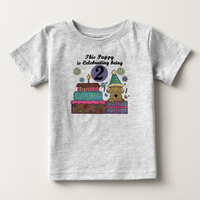 Bebé 2.ª Camiseta y Regalos de Cachorro de Cumpleaños (Anverso)