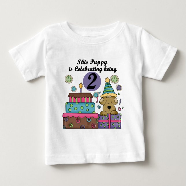 Bebé 2.ª Camiseta y Regalos de Cachorro de Cumpleaños (Anverso)