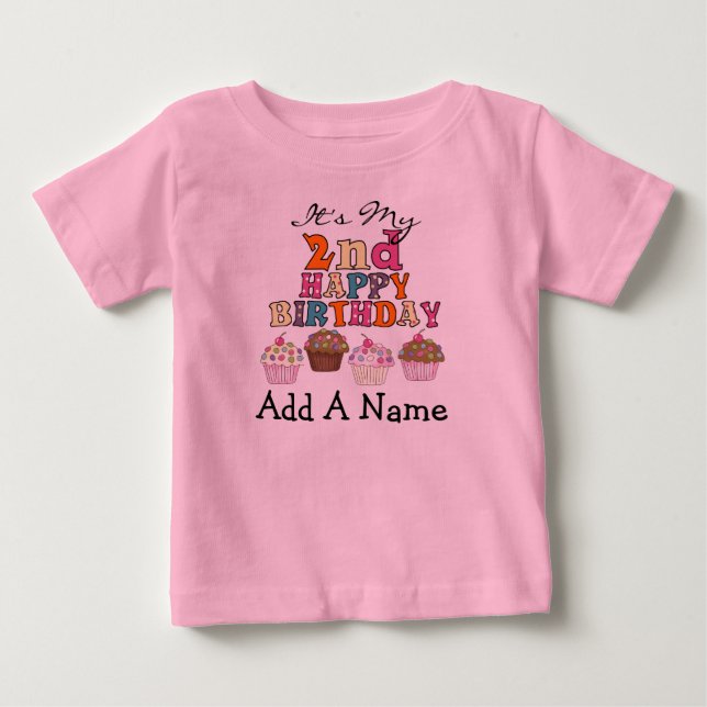 Bebé 2da camiseta personalizada del cumpleaños de las (Anverso)