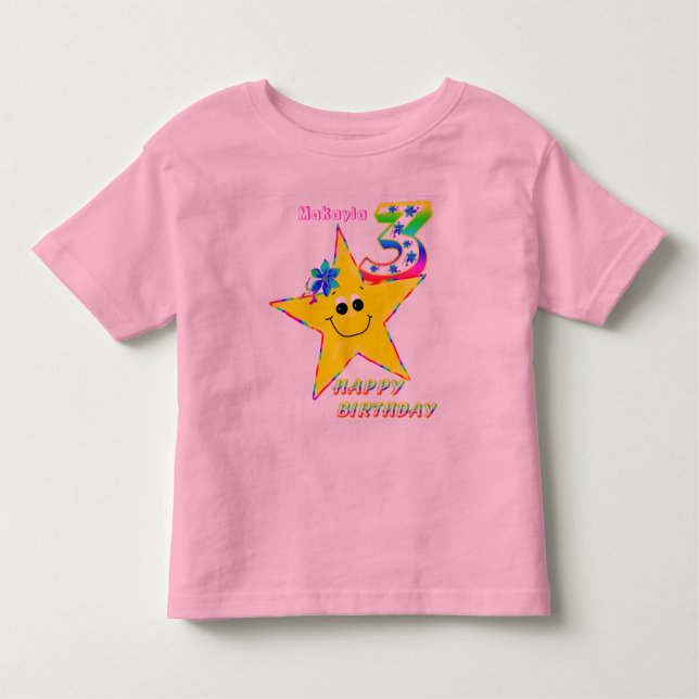 Bebé 3.ª camiseta de las Estrellas de Cumpleaños (Anverso)