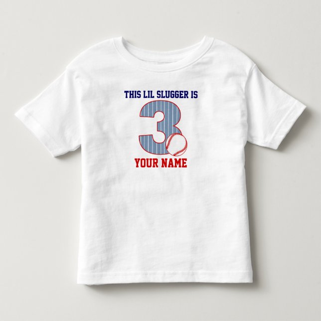 Bebé 3.ª camiseta personalizada de béisbol de cumpleaño (Anverso)