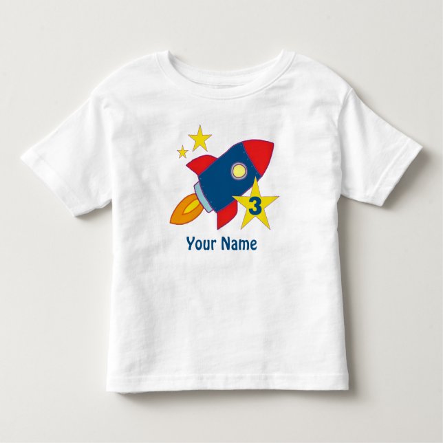 Bebé 3.ª camiseta personalizada para un barco cohete de (Anverso)