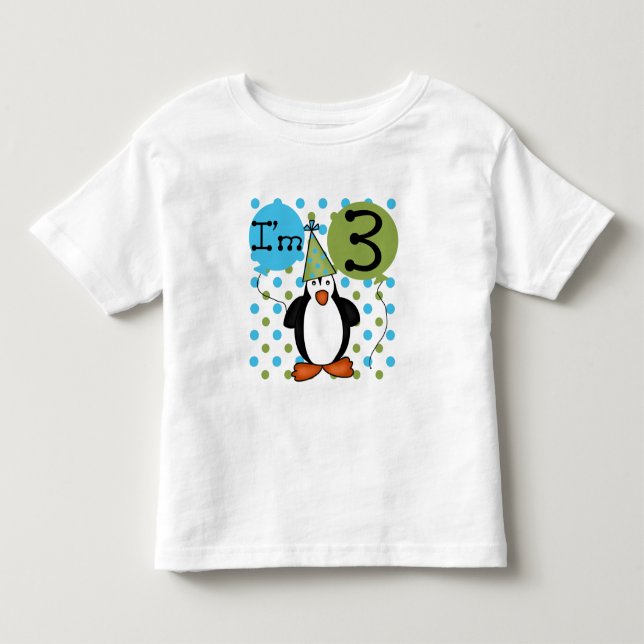 Bebé 3.ª camiseta y regalo de cumpleaños del pingüino (Anverso)