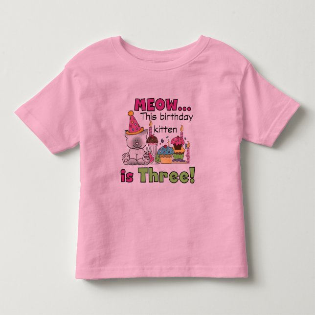 Bebé 3.ª camiseta y regalo de cumpleaños para gatitos (Anverso)