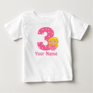 Bebé 3.ª Princesa de Cumpleaños Camiseta Personalizada