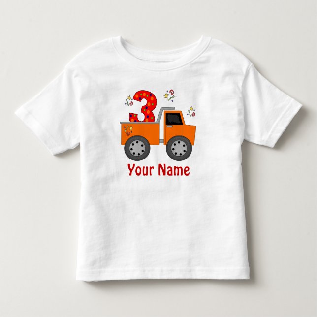 Bebé 3.ᵉʳ Camión de cumpleaños camiseta personalizada (Anverso)