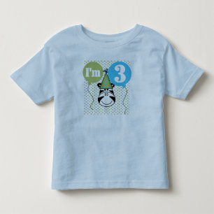 Bebé 3ro camiseta del cumpleaños de la cebra